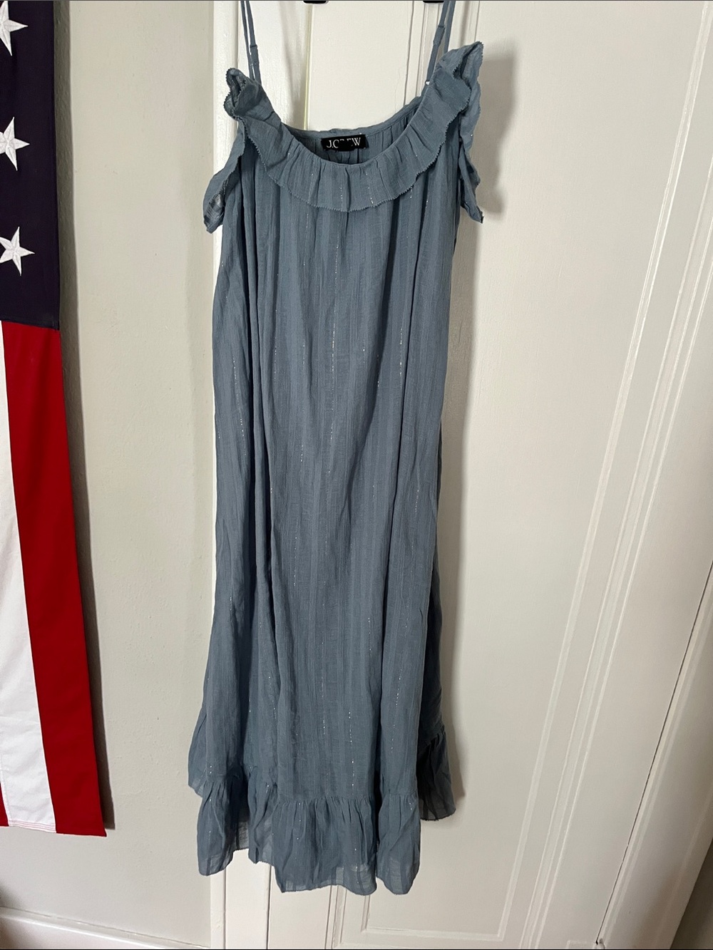 JCrew Blue Ruffle-Trim Womens Dress